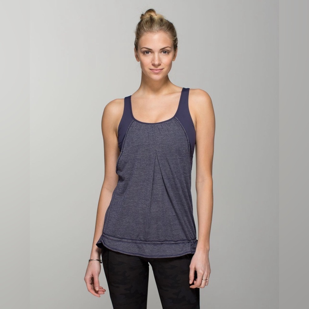 Lululemon Run Times Tank Heathered Cadet Blue / Cadet Blue